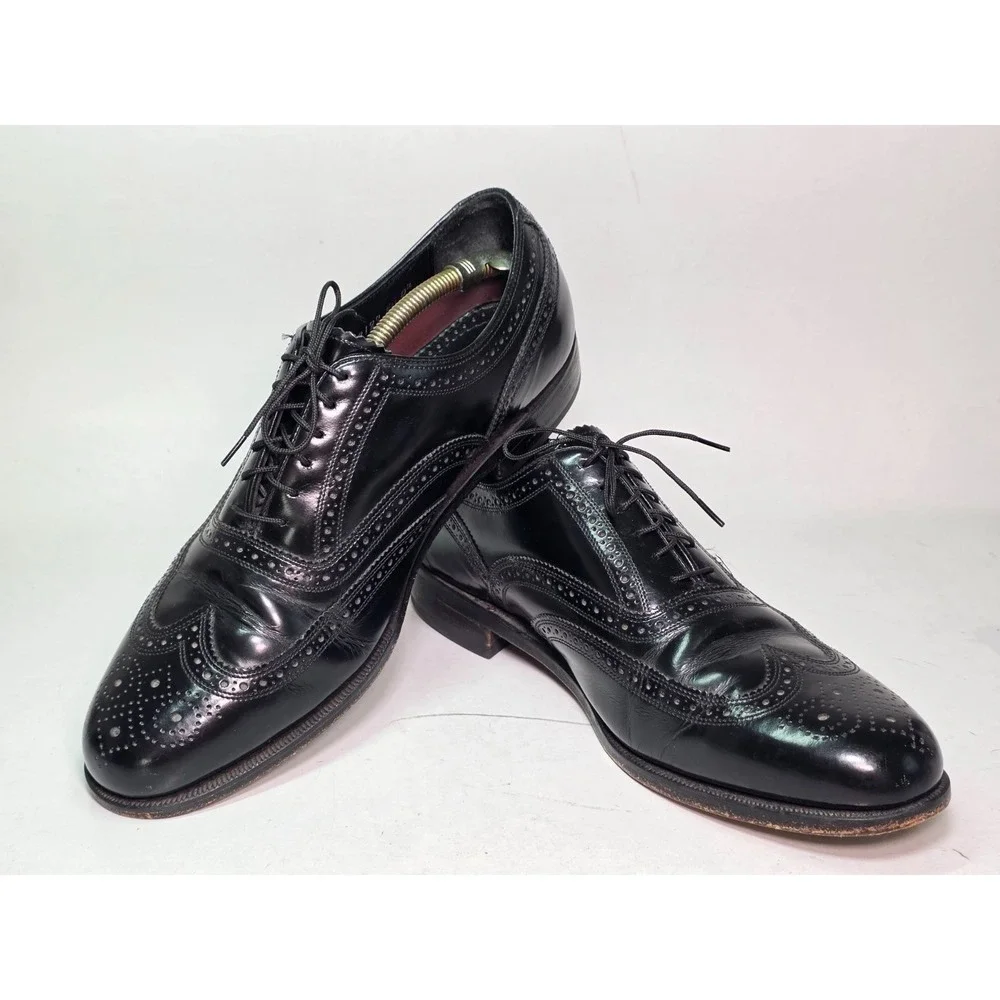 Florsheim Lexington Oxford Men's Dress Shoes Size 9.5 3E Black Leather Wingtip